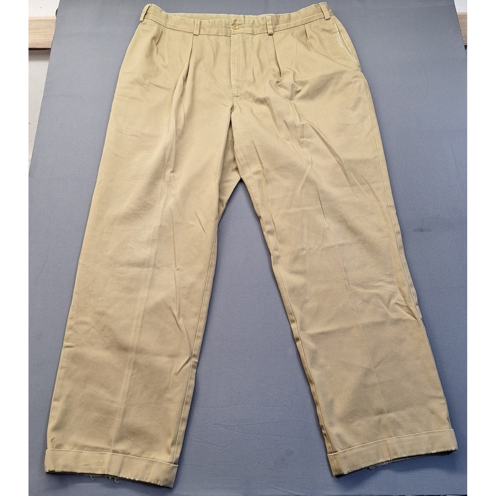 Bills Khakis M1P Pleated Chino Pants Mens 40x31 Tan Cotton Twill Cuffed Trousers